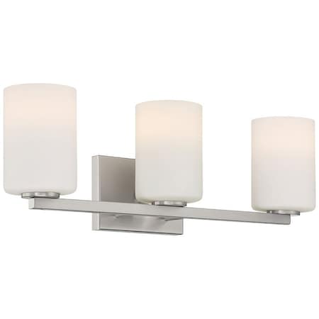 Sienna, 3 Light LED Vanity, Brushed Steel Finish, Opal Glass